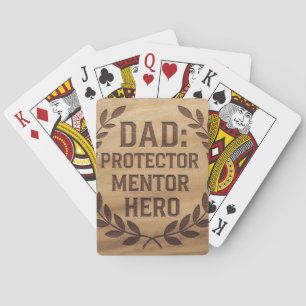 Dad: Protector, Mentor, Hero: Engraved Image Playing Cards