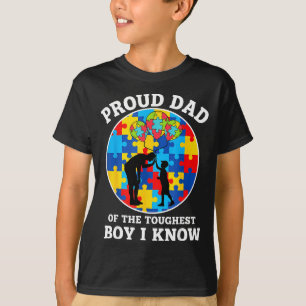 Dad Proud Dad Of The Toughest Boy I Know Autism Aw T-Shirt