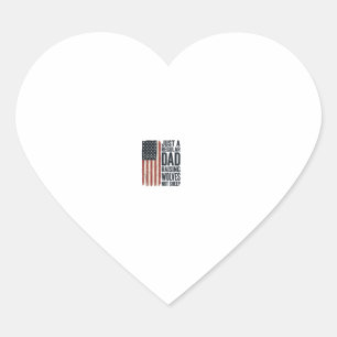 Dad Raising Wolves Patriotic Vintage Shirt Design_ Heart Sticker
