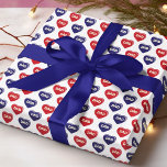 Dad Red Blue Heart Birthday Father's Day Wrapping Paper<br><div class="desc">Dad Red Blue Heart Birthday Father's Day Wrapping Paper Gift Wrap features a simple pattern red and blue hearts with the text "DAD" in modern script typography on a white background. Perfect for dad for Father's Day,  birthday,  Christmas,  holidays and more. Created by Evco Studio www.zazzle.com/store/evcostudio</div>