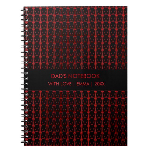 Dad, Red Coconut Trees Pattern Christmas Notebook (Front)