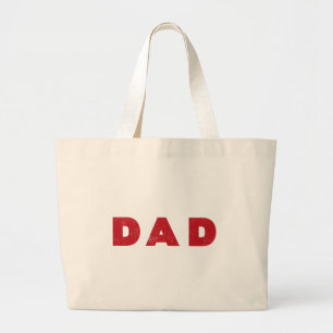 Dad [Red Distressed Text] Large Tote Bag
