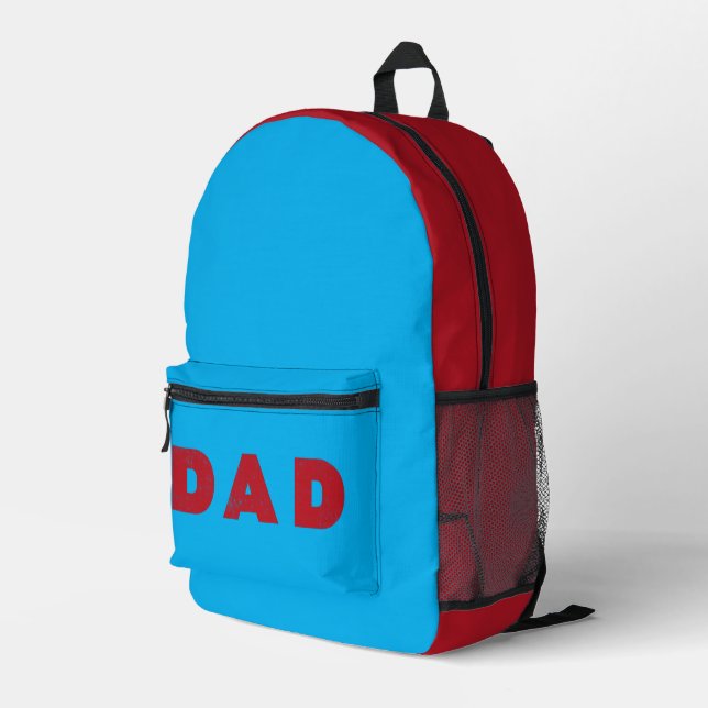 Dad [Red Distressed Text] Printed Backpack (Back Corner Right)
