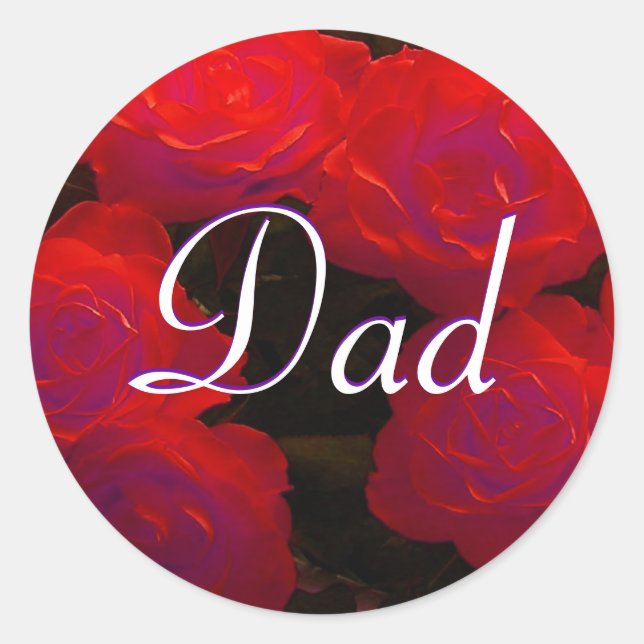 Dad Red Roses Sticker (Front)