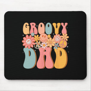 Dad Retro Fathers Day Colourful Peace Sign Smile F Mouse Pad