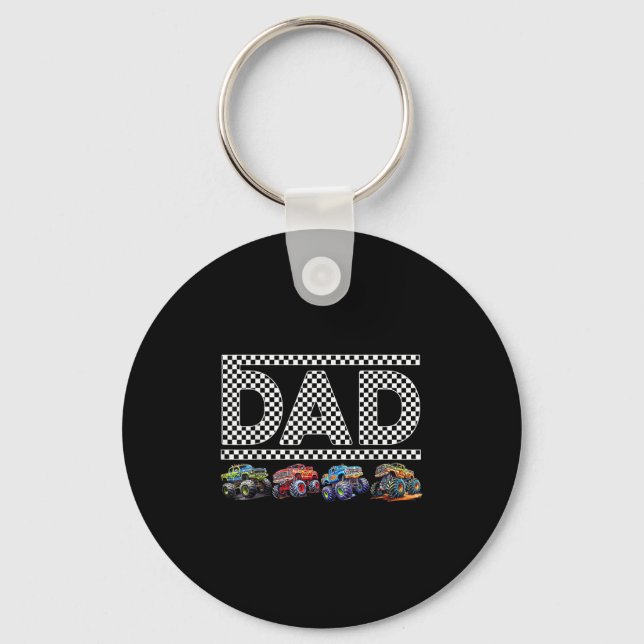 Dad Retro Monster Truck Family Crew Birthday Match Keychain (Front)