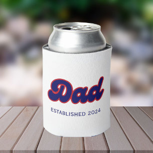 Dad retro red and blue, custom year  can cooler