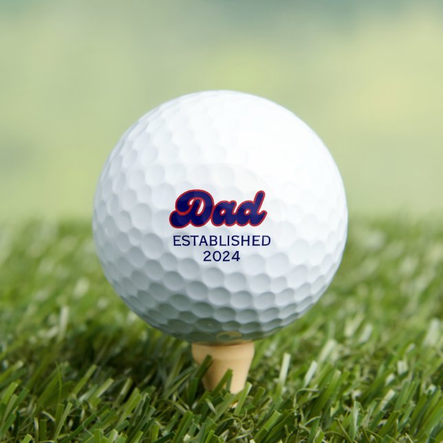 Dad retro red and blue, custom year  golf balls (Insitu Tee)