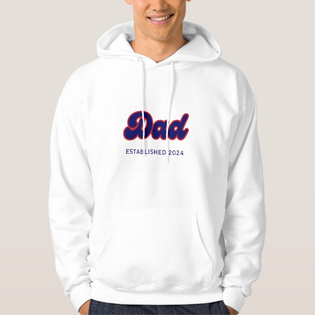 Dad retro red and blue, custom year  hoodie (Front)