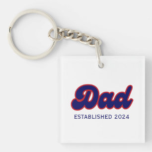 Dad retro red and blue, custom year  keychain