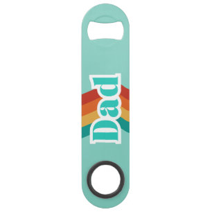 Dad, Retro teal blue with stripes Father's Day  Bar Key