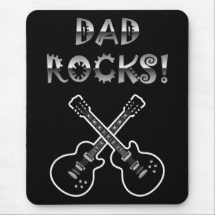 Dad Rocks! Black & White Guitars Mouse Pad