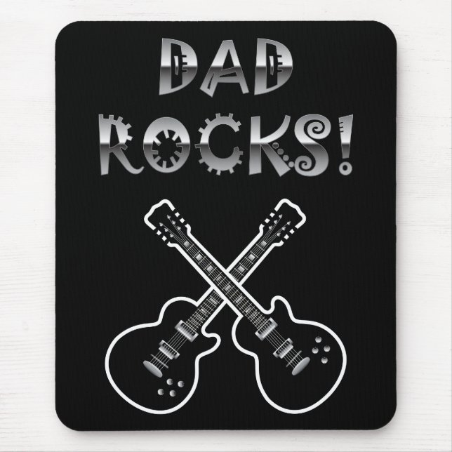 Dad Rocks!  Black & White Guitars Mouse Pad (Front)