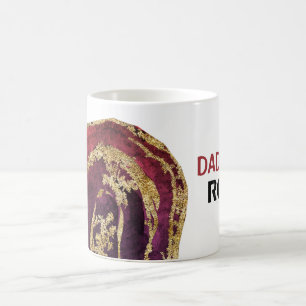 *~* DAD ROCKS Gold Glitter Agate Stone Lapidary Coffee Mug