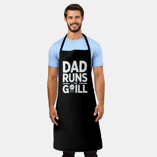 Dad Runs the Grill BBQ Apron (Worn)