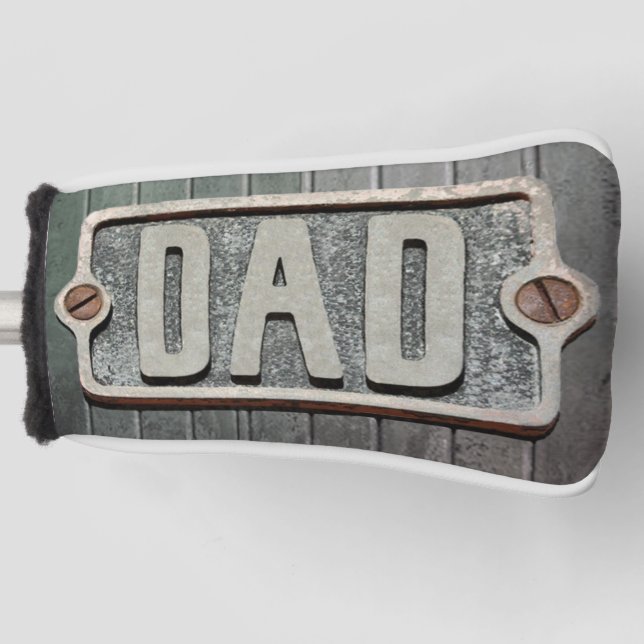 DAD rustic metal plate design Golf Head Cover (Front)