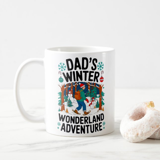 Dad’s Winter Wonderland Adventure Design Coffee Mug (With Donut)