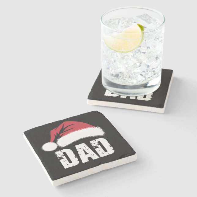 Dad Santa Christmas Family Matching Pyjamas Papa  Stone Coaster (Side)