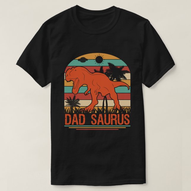 DAD SAURUS Dinosaur Vintage  T-Shirt (Design Front)