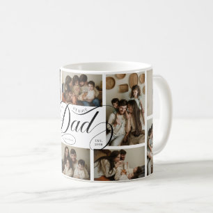 Dad Script Typography 10 Photo Collage Coffee Mug