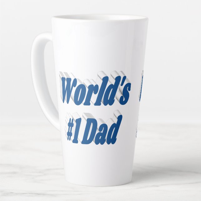 Dad sea blue text  latte mug (Left Angle)