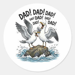 Dad Seagull Chaos Funny Father Design Classic Round Sticker