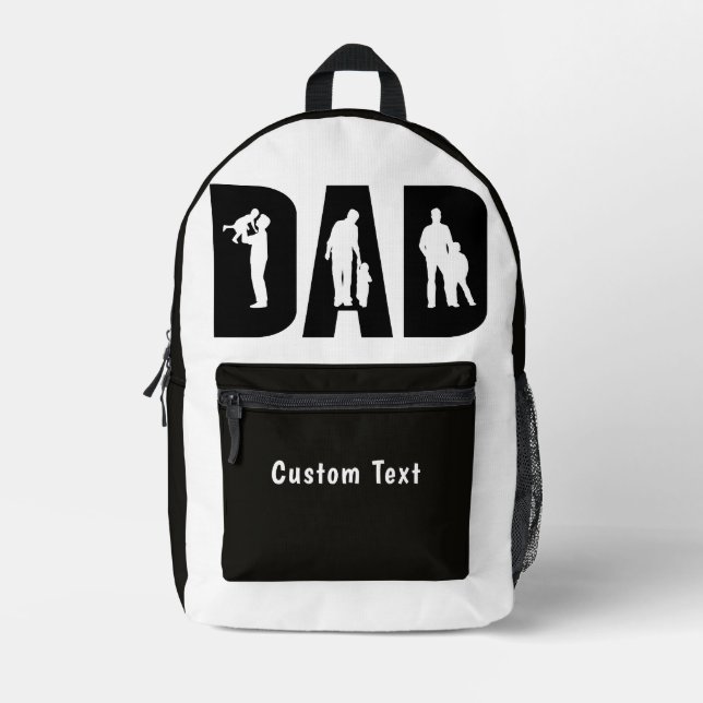 "DAD" Silhouette Father Child Customize Text Printed Backpack (Front)