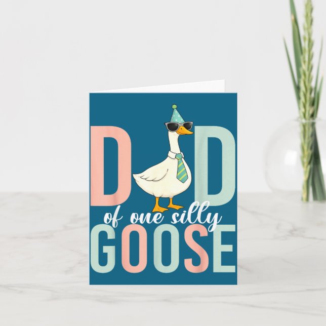 Dad Silly Goose First Birthday Illustration Card (Front)