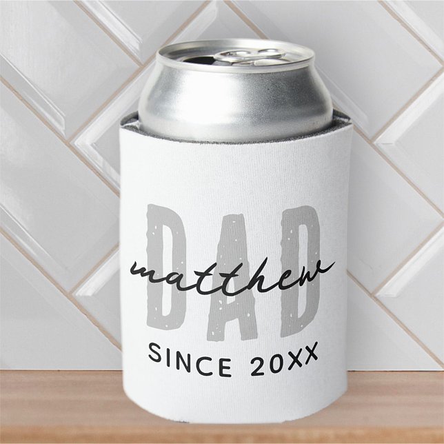 Dad Since 20XX Modern Simple Preppy Can Cooler (Creator Uploaded)