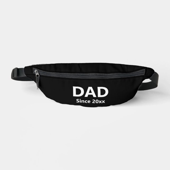 Dad Since Year Black and White Text Template Fanny Pack (Front)