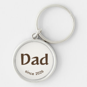 Dad since Year Easy Brown Happy Keychain