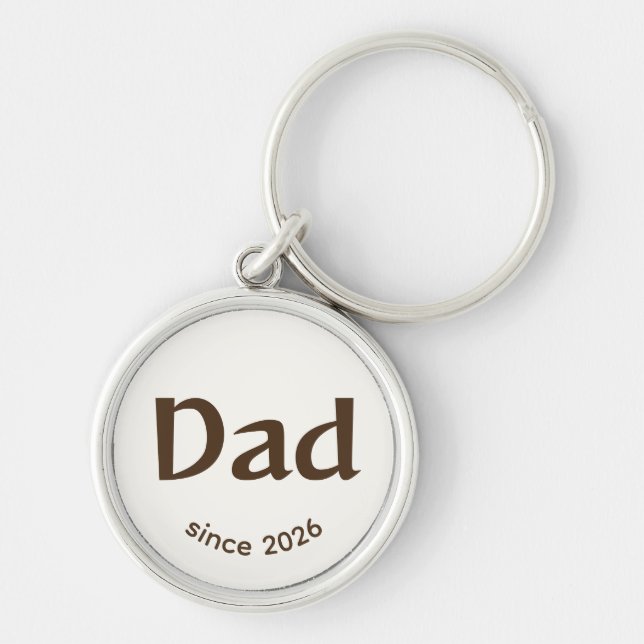 Dad since Year Easy Brown Happy Keychain (Front)