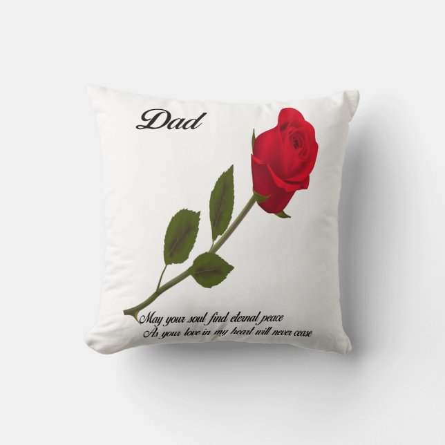 Dad Single Red Rose Throw Pillow (Front)