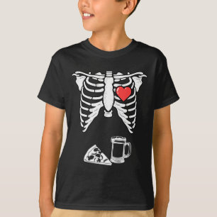 Dad Skeleton Halloween Beer Pizza Fun Pregnancy Co T-Shirt