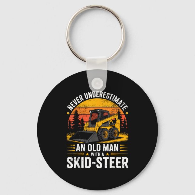 Dad Skid Steer Operator Father Construction Heavy  Keychain (Front)