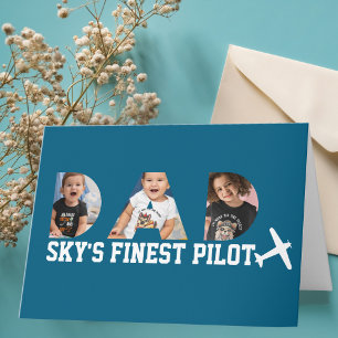 Dad ‘Sky's Finest Pilot’ Photo & Airplane Birthday Card