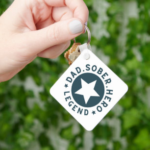 Dad Sober Legend Star Sobriety Gift Father  Keychain