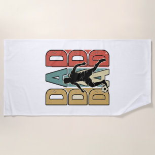 Dad Soccer Vintage Engraving Vector Design_1 Beach Towel