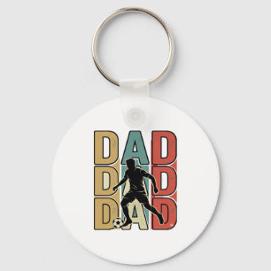 Dad Soccer Vintage Engraving Vector Design_1 Keychain