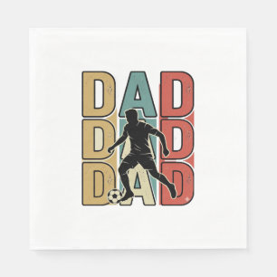Dad Soccer Vintage Engraving Vector Design_1 Napkin