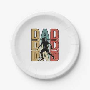 Dad Soccer Vintage Engraving Vector Design_1 Paper Plate