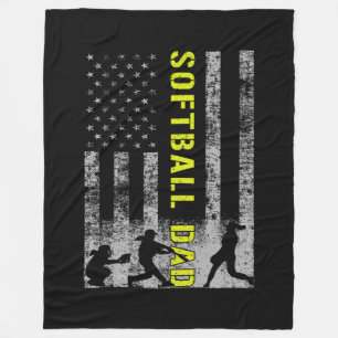 Dad Softball FD Black Fleece Blanket