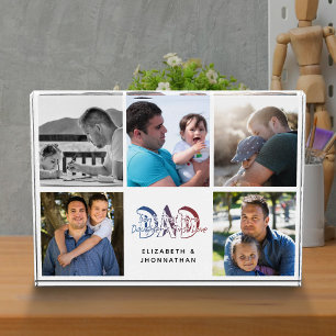 DAD Son & Daughter Quote Photo Collage Family Name Block