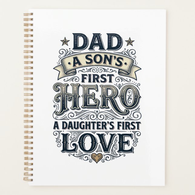Dad Son Hero Daughter Love Vintage Typography Shir (Devant)