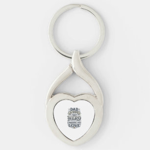 Dad Son Hero Daughter Love Vintage Typography Shir Keychain