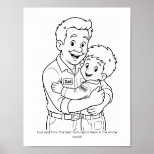 Dad & Son Mechanic Team Colouring Activity Poster