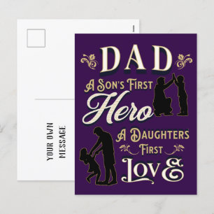 Dad Son's First A Daughters First Love Holiday Postcard