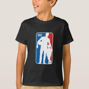 Dad Sports Logo Sketll Dad Son Silhouette Fathers T-Shirt