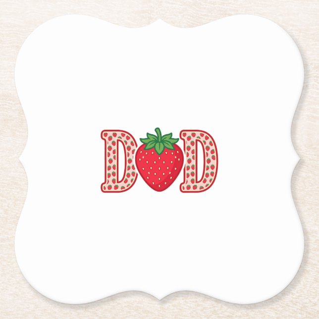 Dad Strawberry Lettering Vector Shirt Design_1 Paper Coaster (Front)