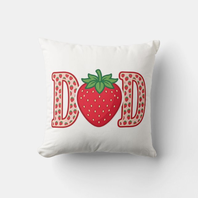 Dad Strawberry Lettering Vector Shirt Design_1 Throw Pillow (Front)